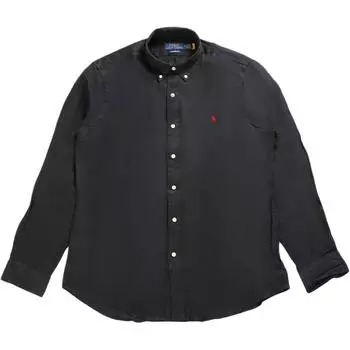 Polo Ralph Lauren Однотонная однобортная рубашка с длинным рукавом Мужские рубашки Черный 710966292-019 M