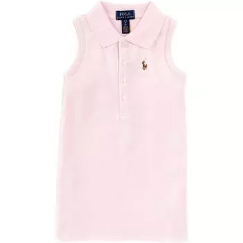 Polo Ralph Lauren однотонная рубашка поло без рукавов на пуговицах, детские топы светло-розового цвета 313935086-001 L