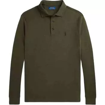 Polo Ralph Lauren Однотонная рубашка поло прямого кроя с длинным рукавом Мужские топы Коричнево-зеленый MNPOKNI16824144-300 XS