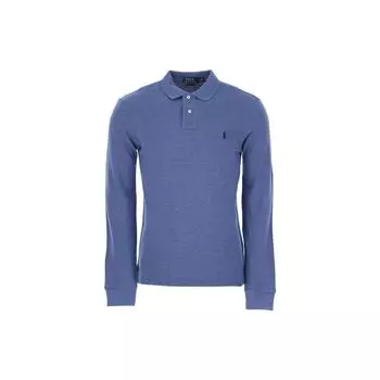 Polo Ralph Lauren однотонная рубашка поло с вышитым логотипом и длинными рукавами, мужские топы, синяя 710681126-057 XS