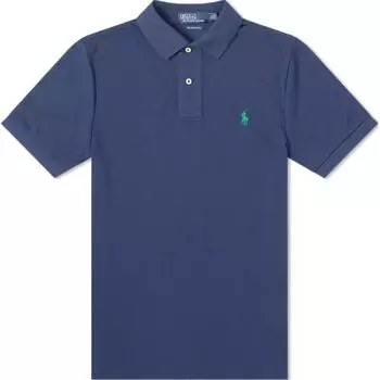 Polo Ralph Lauren однотонная рубашка поло с вышитым маленьким пони, облегающая, с коротким рукавом, мужские топы, темно-синие 710751221-001 S