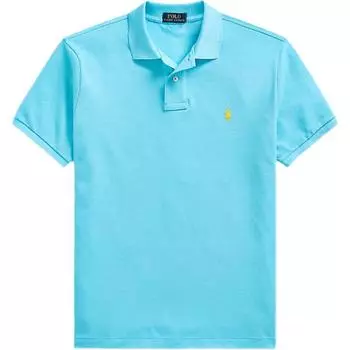 Polo Ralph Lauren однотонная рубашка поло с вышитым пони, облегающая, с коротким рукавом, мужская, синяя 710675974-064 S
