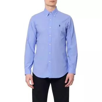 Polo Ralph Lauren Однотонная рубашка поло с вышитым изображением животных, однобортная рубашка с длинным рукавом, мужские рубашки синего цвета 710869079-001 L