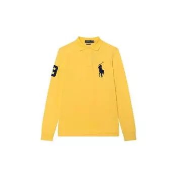 Polo Ralph Lauren Однотонная рубашка поло с длинным рукавом и вышитым логотипом Big Pony для мужчин топы Желтый 710675993-022 S
