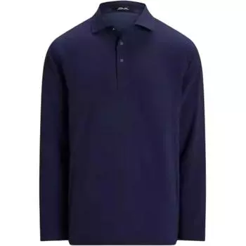 Polo Ralph Lauren Однотонная рубашка поло с длинным рукавом на пуговицах Мужские топы Темно-синий MNXGKNI1N820669-410 L
