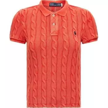 Polo Ralph Lauren Однотонная рубашка-поло с вышивкой логотипа, с коротким рукавом, женский топ 211943010-005 XS