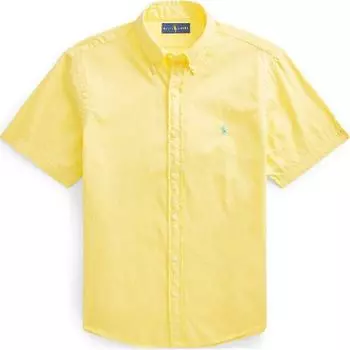 Polo Ralph Lauren Однотонная рубашка поло с вышитым логотипом, воротником-поло на пуговицах, коротким рукавом, мужские рубашки, желтый цвет 710822774-010 S