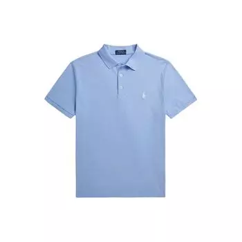 Polo Ralph Lauren однотонная рубашка поло с вышитыми пуговицами и маленьким пони, облегающая прямая рубашка поло с коротким рукавом, мужские рубашки поло синего цвета MNPOKNI1N822788-400 XS
