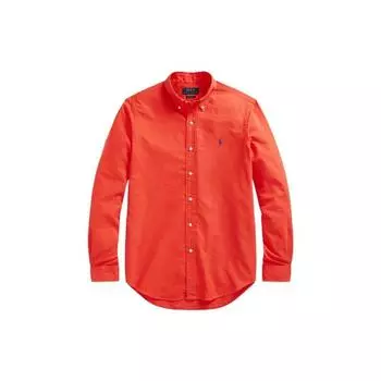 Polo Ralph Lauren однотонная рубашка поло с длинным рукавом и воротником, мужские рубашки красного цвета RL14548-600 XL