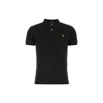 Polo Ralph Lauren однотонная рубашка поло с коротким рукавом и принтом логотипа, мужская черная 710680784307 XS