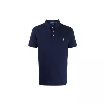 Polo Ralph Lauren однотонная рубашка поло с вышитым логотипом с коротким рукавом, мужские топы синего цвета 710541705-141 XS