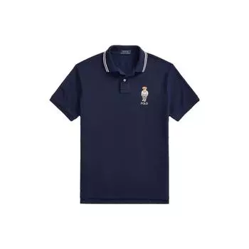 Polo Ralph Lauren однотонная рубашка поло с вышитым логотипом Teddy Bear с коротким рукавом, мужские топы синего цвета MNPOKNI1N822272-410 S