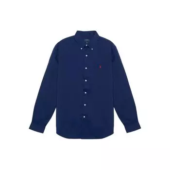 Polo Ralph Lauren однотонная рубашка поло с длинным рукавом и воротником, мужские рубашки синего цвета 710776166-002 XL