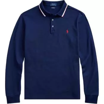Polo Ralph Lauren Однотонная рубашка поло с длинным рукавом и вышивкой логотипа маленькой пони для мужчин топы темно-синий MNPOKNI16820344-410 XS