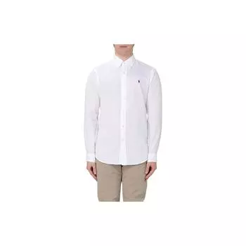 Polo Ralph Lauren однотонная рубашка с длинным рукавом на пуговицах мужские рубашки белого цвета 710938519-001 M