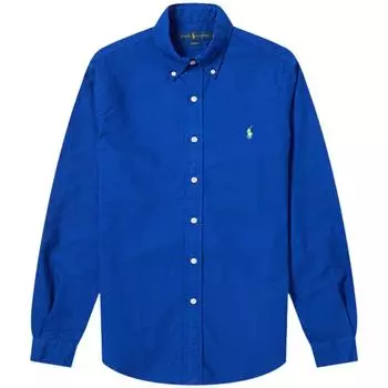 Polo Ralph Lauren однотонная рубашка с длинным рукавом и заостренным воротником, мужские рубашки синего цвета 710776635001 XXL