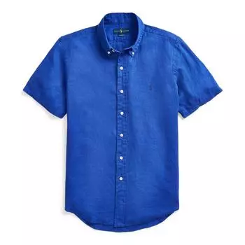 Polo Ralph Lauren однотонная рубашка с коротким рукавом и вышивкой Pony Мужские рубашки королевского синего цвета MNPOWOV1N820041-400 S