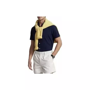 Polo Ralph Lauren однотонная рубашка с воротником-поло, однобортная, с коротким рукавом, мужские рубашки синего цвета 710899536-003 S