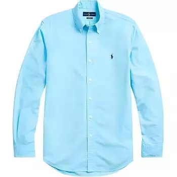 Polo Ralph Lauren Однотонная рубашка с вышитым логотипом и заостренным воротником, длинный рукав, мужские рубашки, зеленый цвет 710794351-007 S