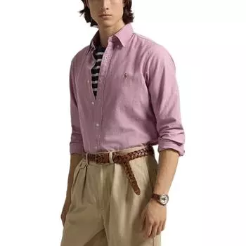 Polo Ralph Lauren однотонная рубашка с вышитым пони-принтом, заостренным воротником и длинным рукавом, мужские рубашки MNPOWOV16823661-600 S