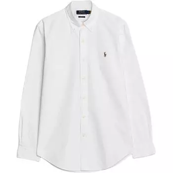Polo Ralph Lauren Однотонная рубашка с вышитым логотипом пони, длинный рукав, мужская, белая 710572858-001 XL