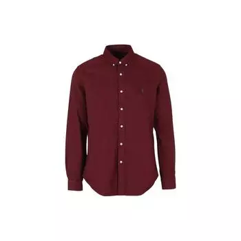 Polo Ralph Lauren однотонная рубашка с вышитым логотипом бренда с длинным рукавом мужские рубашки бордового цвета 710804257-041 S