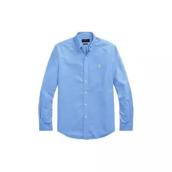 Polo Ralph Lauren однотонная рубашка с вышитым логотипом с длинным рукавом мужские рубашки синего цвета 710798540-018 S