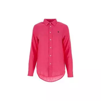 Polo Ralph Lauren Однотонная рубашка с вышитым логотипом и длинным рукавом на пуговицах, женские рубашки цвета пурпурный 211920516-014 M