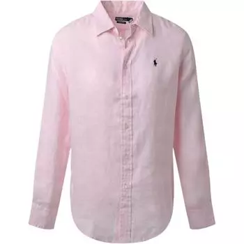 Polo Ralph Lauren Однотонная рубашка с вышивкой логотипа на пуговицах с длинным рукавом Женская рубашка Розовая 211970730-014 XS