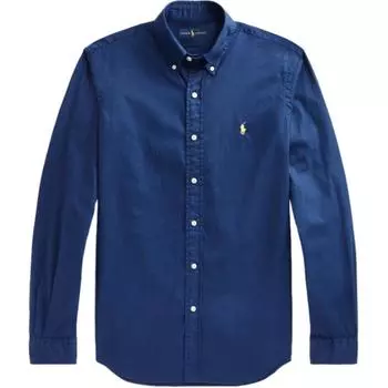 Polo Ralph Lauren однотонная рубашка свободного кроя с вышитым логотипом и длинным рукавом, мужские рубашки синего цвета MNPOWOV16821505-410 XL