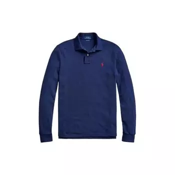 Polo Ralph Lauren однотонная вышитая рубашка поло с длинным рукавом с вышитым логотипом, мужская, темно-синяя, MNPOKNI16820857-410 XS