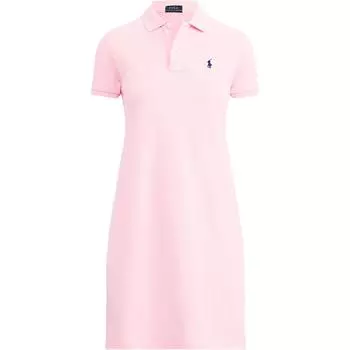Polo Ralph Lauren Однотонное платье с воротником поло, приталенное, с коротким рукавом, женское платья Розовый 4420015010007-059 S
