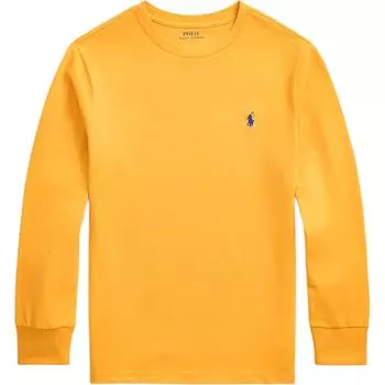 Polo Ralph Lauren Однотонный джемпер с круглым вырезом, вышитым пони, с длинным рукавом, детские топы, желтый 323854677-082 XL