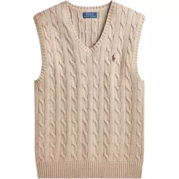 Polo Ralph Lauren однотонный маленький логотип пони вышитый витой V-образный вырез трикотажный жилет мужской жилет бежевый MNPOSWE1CM20019-101 M