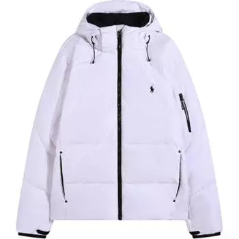 Polo Ralph Lauren однотонный пуховик с вышитым логотипом в виде маленького пони, съемный капюшон, мужские куртки, белый цвет 710889959-006 L