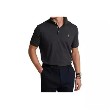 Polo Ralph Lauren Однотонный пуловер с вышивкой логотипа, прямого кроя, с короткими рукавами, мужской топ, темно-серый 710870645-015 L