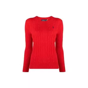 Polo Ralph Lauren однотонный свитер с круглым вырезом и косами из шерсти женский свитер красный 211875831-012 S