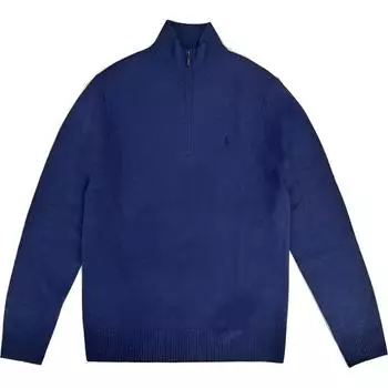 Polo Ralph Lauren Однотонный свитер с полузастежкой-молнией, стойкой и длинными рукавами, вязаный, мужской свитер Индиго 710892482-013 M