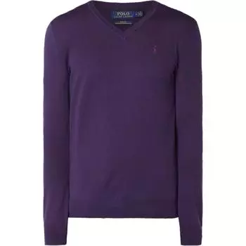 Polo Ralph Lauren Однотонный свитер с V-образным вырезом и длинными рукавами, с вышивкой логотипа пони для мужчин, фиолетовый MNPOSWE16820071-500 XS
