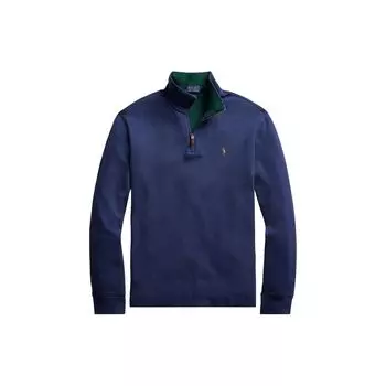 Polo Ralph Lauren однотонный свитер с воротником-стойкой и застежкой-молнией на половину длины, с длинным рукавом, мужская толстовка, синяя 710877001-004 2XL