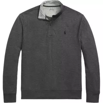 Polo Ralph Lauren Однотонный трикотажный пуловер на молнии до середины груди, с длинными рукавами, мужская толстовка, серый 710812963-052 S