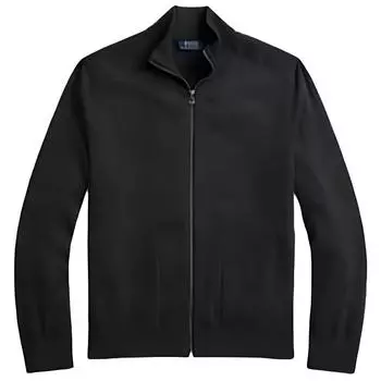 Polo Ralph Lauren Однотонный трикотажный свитер с длинным рукавом и воротником на молнии для мужчин, темно-серый 710954590-001 S