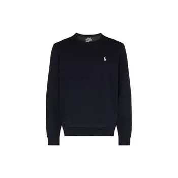 Polo Ralph Lauren однотонный удобный свитшот с вышитым логотипом и круглым вырезом, мужской свитшот темно-синего цвета 710675313-017 XS