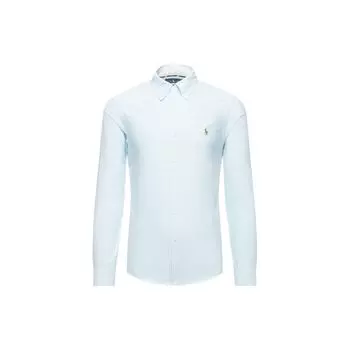 Polo Ralph Lauren однотонный воротник поло приталенный крой рубашка с длинным рукавом мужские рубашки светло-голубой 710784299-011 S
