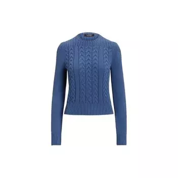 Polo Ralph Lauren однотонный вязаный свитер с косами, женские топы, синий 200919056-003 S