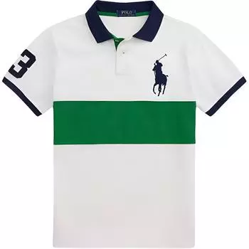 Polo Ralph Lauren Поло в полоску с логотипом, приталенное, мужское, топы, зеленый 710969619-001 XL