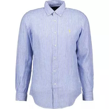 Polo Ralph Lauren Полосатая однобортная рубашка с длинным рукавом и заостренным воротником Мужские рубашки Синий Белый 710873446-001 XL