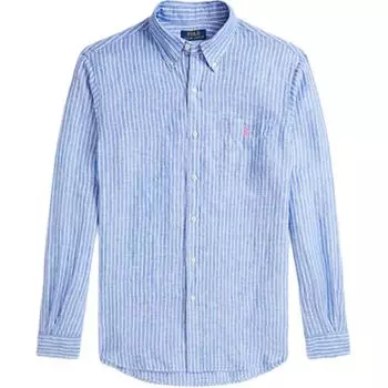 Polo Ralph Lauren Полосатая однобортная рубашка свободного кроя с длинным рукавом Мужские рубашки Синий MNPOWOV16824211-400 L