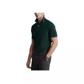 Polo Ralph Lauren Полосатая отделка логотип вышитый прямой крой рубашка поло мужские топы зеленый 710844275-014 S