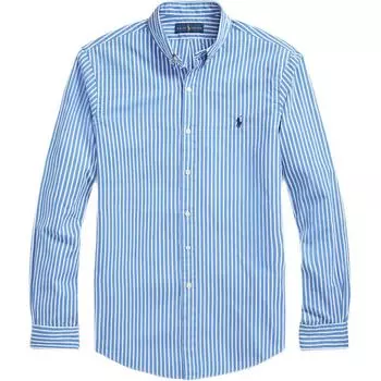 Polo Ralph Lauren Полосатая поплиновая рубашка Slim Fit с длинным рукавом Мужские рубашки Синий MNPOWOV16821246-400 XS